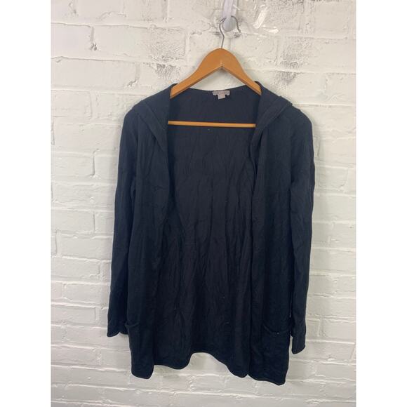 J. Jill Women's Cardigan Sweater Hoodie Long Sleeve Black Size Small Petite - Picture 1 of 5